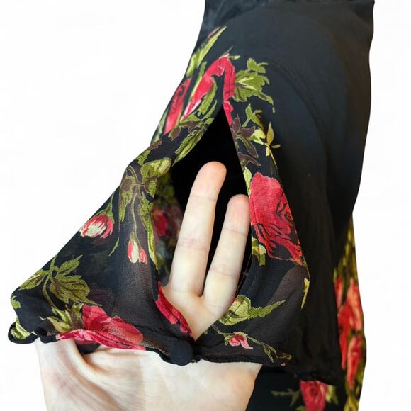 American Angel II Black Rose Maxi Dress Flutter Sleeves L/XL - Picture 6 of 8